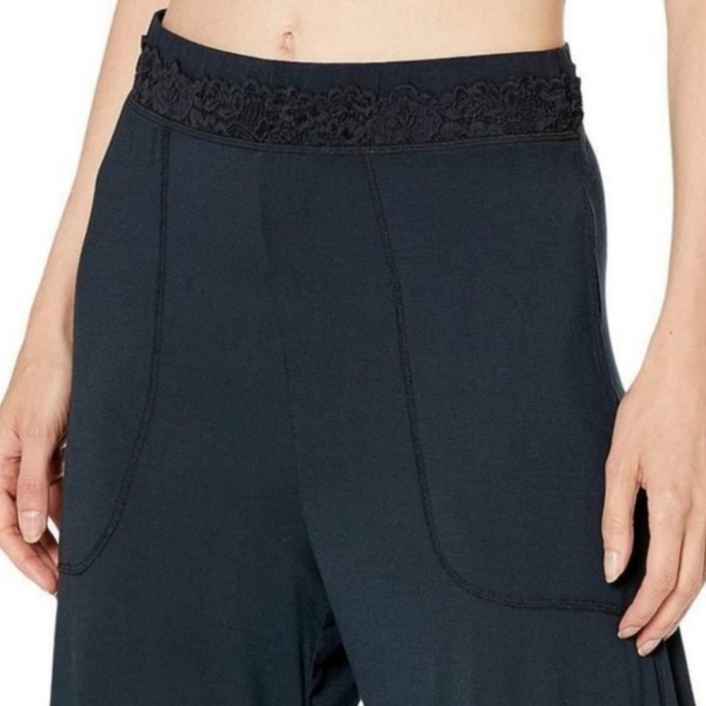 Free People Maddie PJ Lounge Pants High Rise Wide Leg Lace Stretchy Black Sm NWT - Picture 6 of 16
